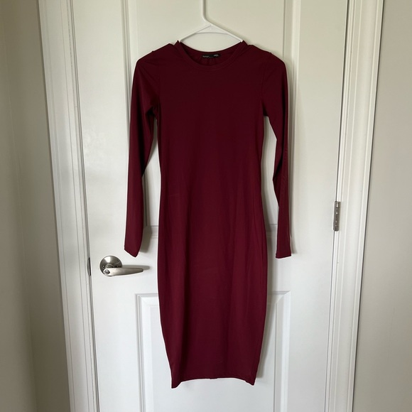 Zara Burgundy Midi Dress - Picture 1 of 3